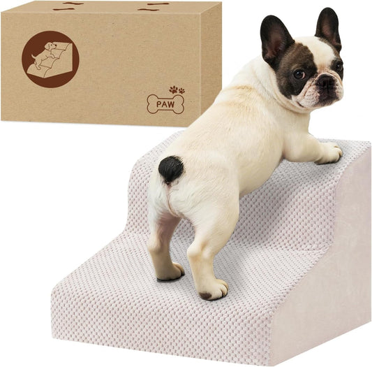 Dog Stairs for Couch, 3 Steps 13.8" H Non-Slip Pet Stair, Balanced Stable Pet Ramp for Small Dogs, Indoor Furniture Step, Gray
