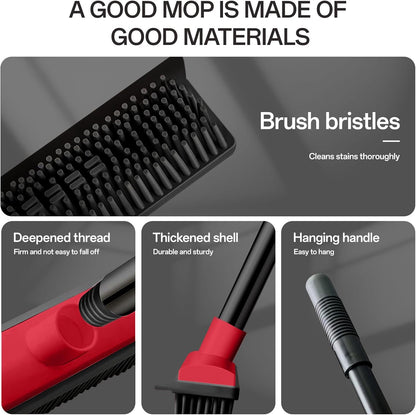 Pet Hair Rubber Broom with Squeegee for Carpet,Fur Remover Broom Carpet Rake for Pet Hair Removal, with 50" Long Handle, Dual-Sided for Hardwood Floor, Tile,Portable Detailing Lint Brush