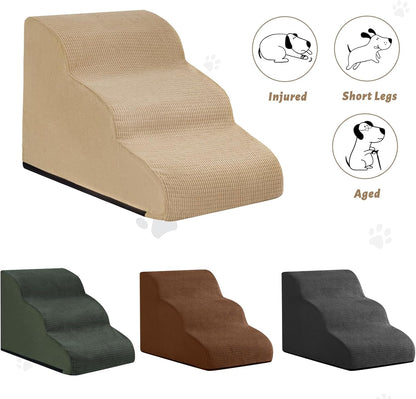 Aodisman 3-Step Dog Ramp and Stairs for Sofa and Chair - Non-Slip Sturdy Pet Steps for Small Dogs and Cats,15.7" H,Grey