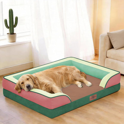 Comfort Expression Orthopedic Dog Bed for Extra Large Dogs 42x30 Inch, Waterproof Egg Crate Foam XL Pet Bed with Removable Bolsters, Dog Couch with Washable Cover & Non-Slip Bottom, Grey - Colors A