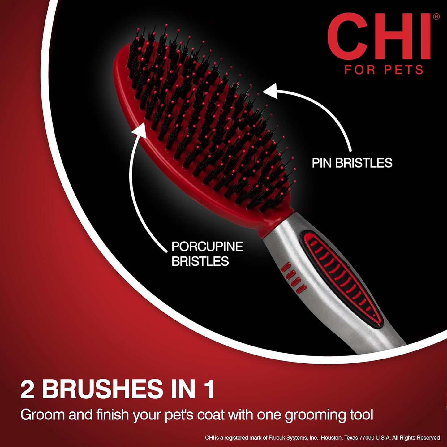 CHI for Dogs 2 in 1 Dematting and Deshedding Rake, Dual Head Dog Grooming Tool with Wide Tooth Dematting Rake and Fine Deshedding Rake, Detangler Comb for Thick Double and Long Dog Coat