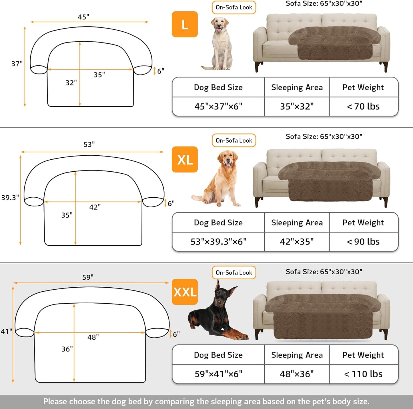Calming Dog Bed Fluffy Plush Dog Mat for Furniture Protector with Removable Washable Cover for Large Medium Small Dogs and Cats (Large, Light Grey)