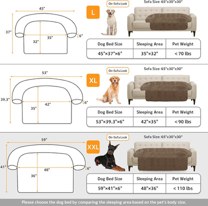 Calming Dog Bed Fluffy Plush Dog Mat for Furniture Protector with Removable Washable Cover for Large Medium Small Dogs and Cats (Large, Light Grey)