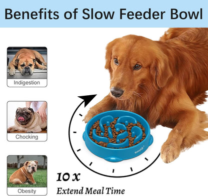 MateeyLife Slow Feeder Dog Bowls 2PCS, Anti-Choking Puzzle Dog Food Bowls, Anti-Slip Interactive Feeding Slow Down Eating, Bloat Stop Maze Dishes for Medium Breeds Pink&Purple