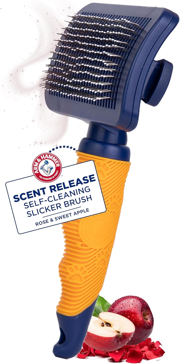 Arm & Hammer Deodorizing Dog Grooming Comb, Fragrance Transfer Technology with Baking Soda, Fine & Standard Teeth for Detangling & Flea Removal, Dematting Tool for Dogs, Sweet Apple & Rose Scent