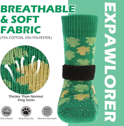 EXPAWLORER Anti Slip Dog Socks to Prevent Licking Paws, Dog Shoes for Hot Pavement, Dog Booties for Small Medium Large Senior Dogs, Traction Control Boots & Paw Protectors for Hardwood Floors