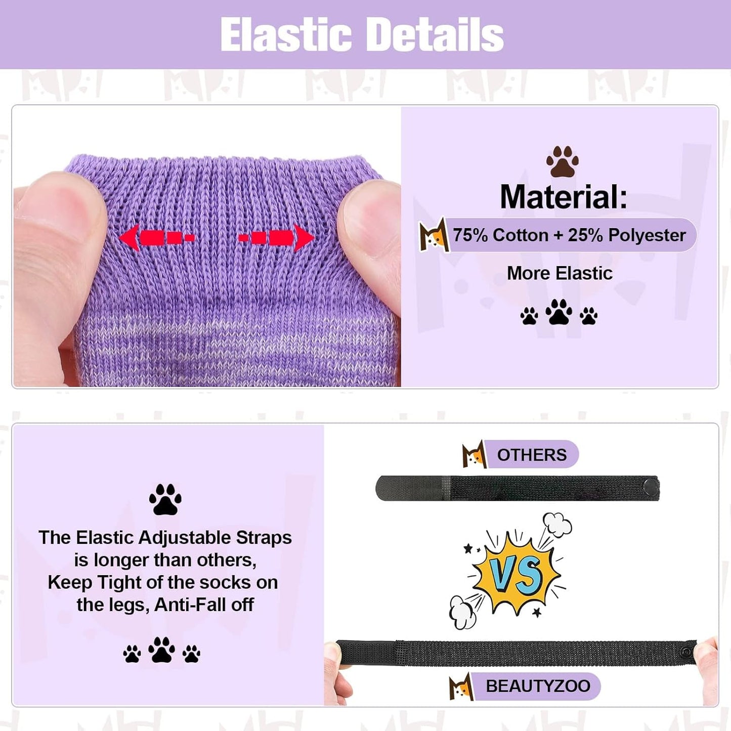 BEAUTYZOO Anti-Slip Dog Socks,Dog Shoes for Hot/Cold Pavement,Paw Protectors with Grips 3 Pairs for Puppy Small Medium Large Senior Old Dogs,Dog Socks to Prevent Licking and Hardwood Floor Protection