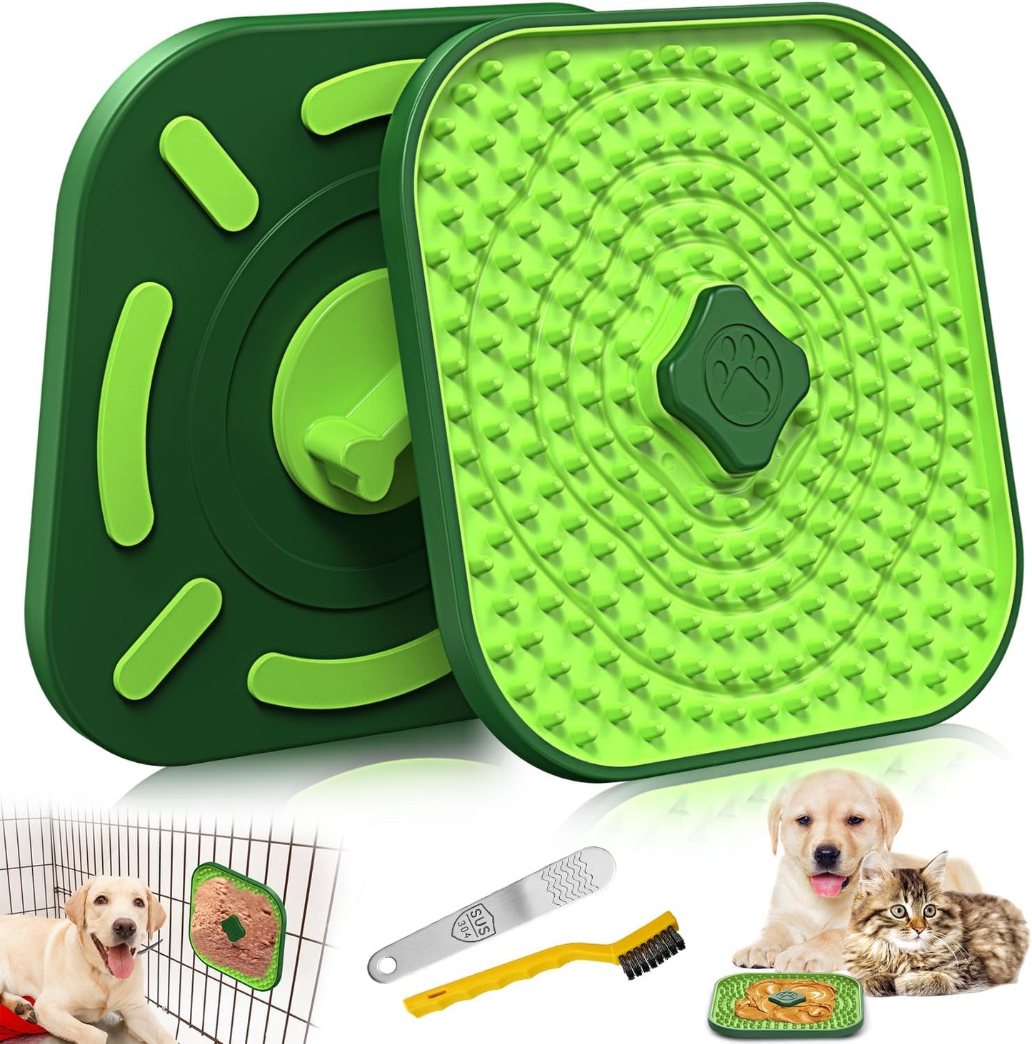 Licking Mat for Dogs, Crate Lick Mats Slow Feeder,Dog Cage Training Tools Pet Licking Mat Slow Feeder for Peanut Butter Kennel Therapy Dog Lick Pads for Boredom Anxiety (2pcs)