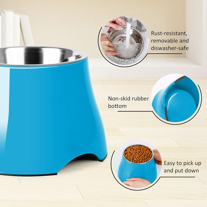 Dog Bowls,Cone Friendly Non Slip Single Dog Bowl with Stainless Steel Inner, Raised Bowls for Small Dogs Spaniel Dogs Long Ear, High Capacity, M/2 Cup Pink