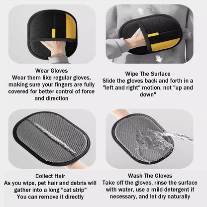 Electrostatic Pet Hair Removal Glove, Static Removal Gloves for Pet Hair, Reusable Double Sided Electrostatic Pet Hair Remover for Couch, Furniture, Carpet, Car Seat (3PCS)