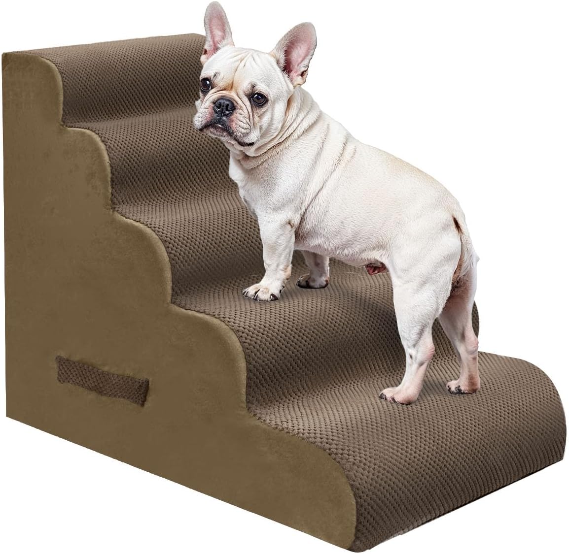PAWSCRAT Pet Stairs for Dogs 4-Step, 19.6" H Pet Stairs for High Bed, Couch Sofa & Chair, 30D Material Soft Foam Dog Steps with Non-Slip Bottom Surface Removable Washable Cover, Grey