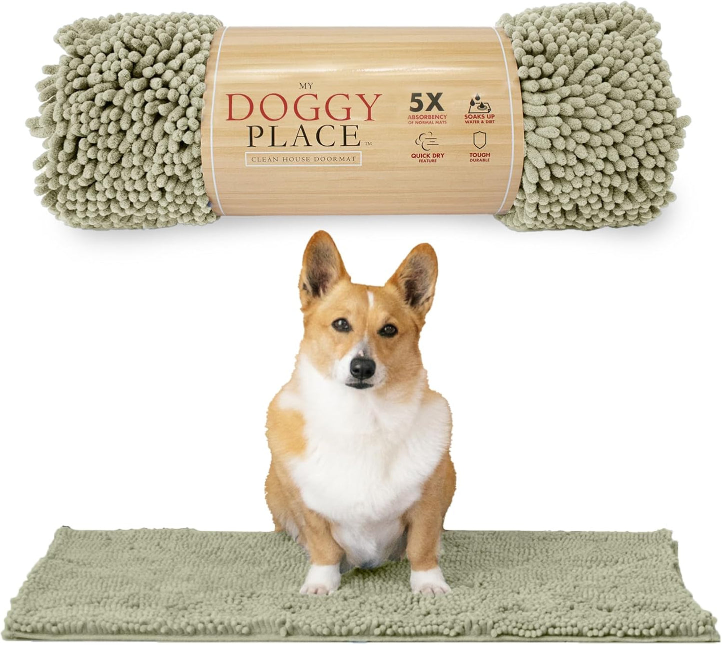 My Doggy Place Dog Mud Mat, 36"x26" Ash – Thick Microfiber Entry Rug for Snow, Mud & Salt – Absorbent, Quick-Dry, Washer-Safe & Non-Slip, Large