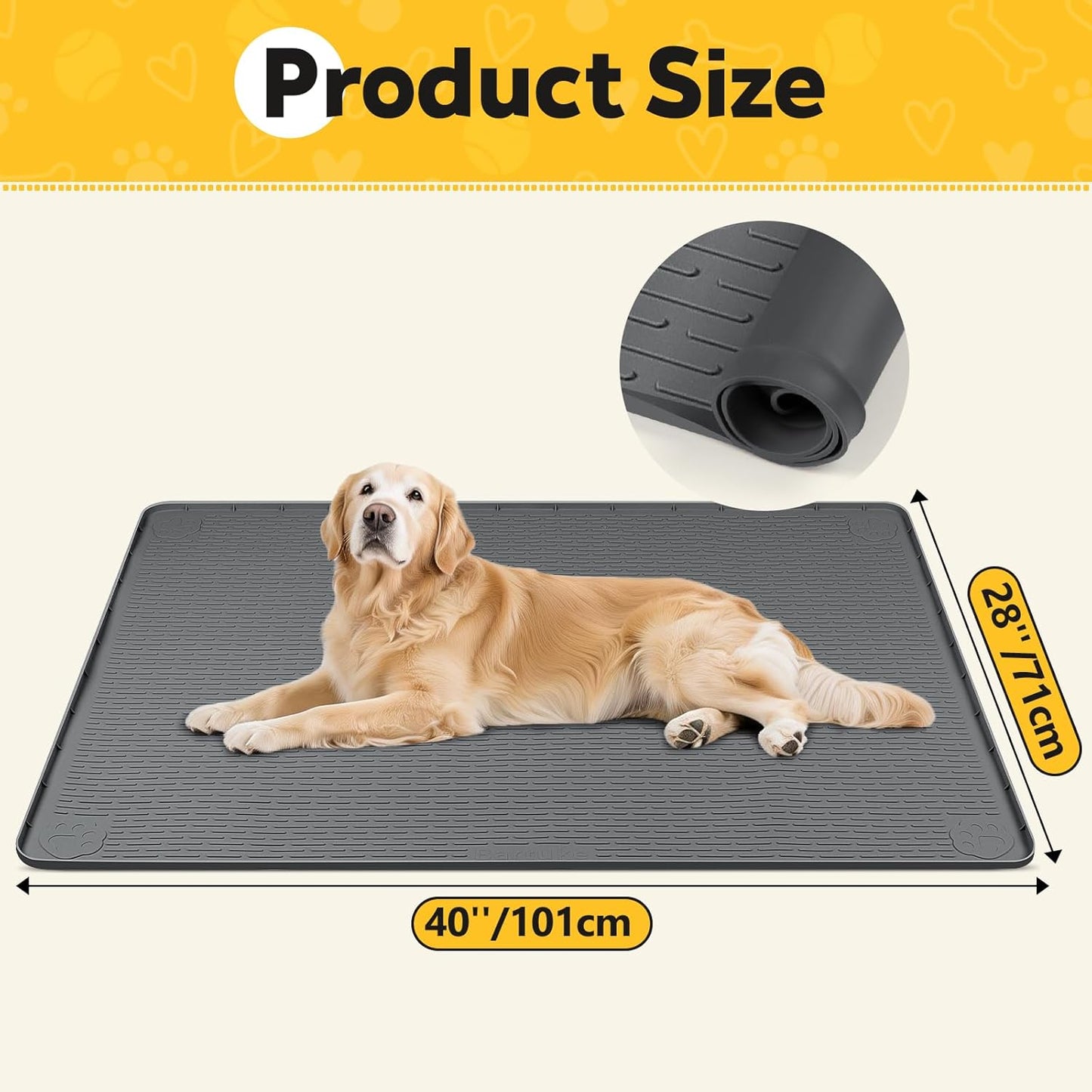 Silicone Dog Crate Mat, 50"x35" Under Dog Crate Kennel Pad with Raised Edge, Washable Dogs Bed Mat, Waterproof, Leakproof, Protect Floors (Green)