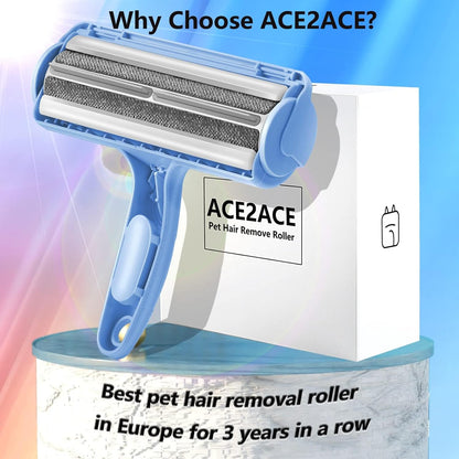 ACE2ACE Pet Hair Removal Tool, Reusable Lint Roller for Pet Hair, Self Clean Cat Hair Remover with Dust Bin, Dog Hair Remover for Couch, Furniture, Carpet, Sofa and Bedding
