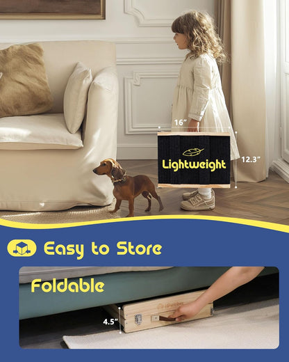 Dog Ramp for Bed & Couch for Small & Medium Dogs - Joint-Friendly, Anti-Slip, Adjustable, Odor-Free, Up to 70 lbs