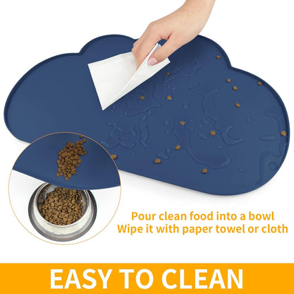 Ptlom Silicone Pet Placemat for Dogs and Cats, Non-Slip Waterproof Dog Feeding Bowl Mats for Food and Water, Small Medium Large Pet Puppy Tray Mat Prevent Residues from Spilling onto The Floor, Beige