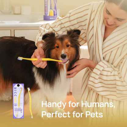 HICC PET Toothbrush for Cats & Small Dogs, Vet-Recommended Ergonomic Pet Toothbrush for Easy Teeth Cleaning, Gentle on Gums, Cat & Dog Dental Care, Improves Oral Hygiene. Toothpaste Not Included