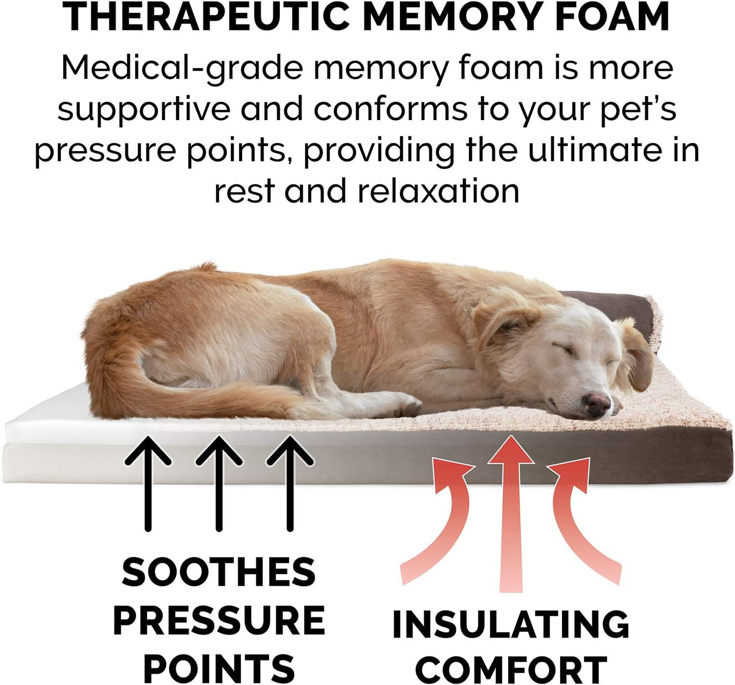Furhaven Memory Foam Dog Bed for Large Dogs w/ Removable Bolsters & Washable Cover, For Dogs Up to 95 lbs - Two-Tone Plush Faux Fur & Suede L Shaped Chaise - Espresso, Jumbo/XL
