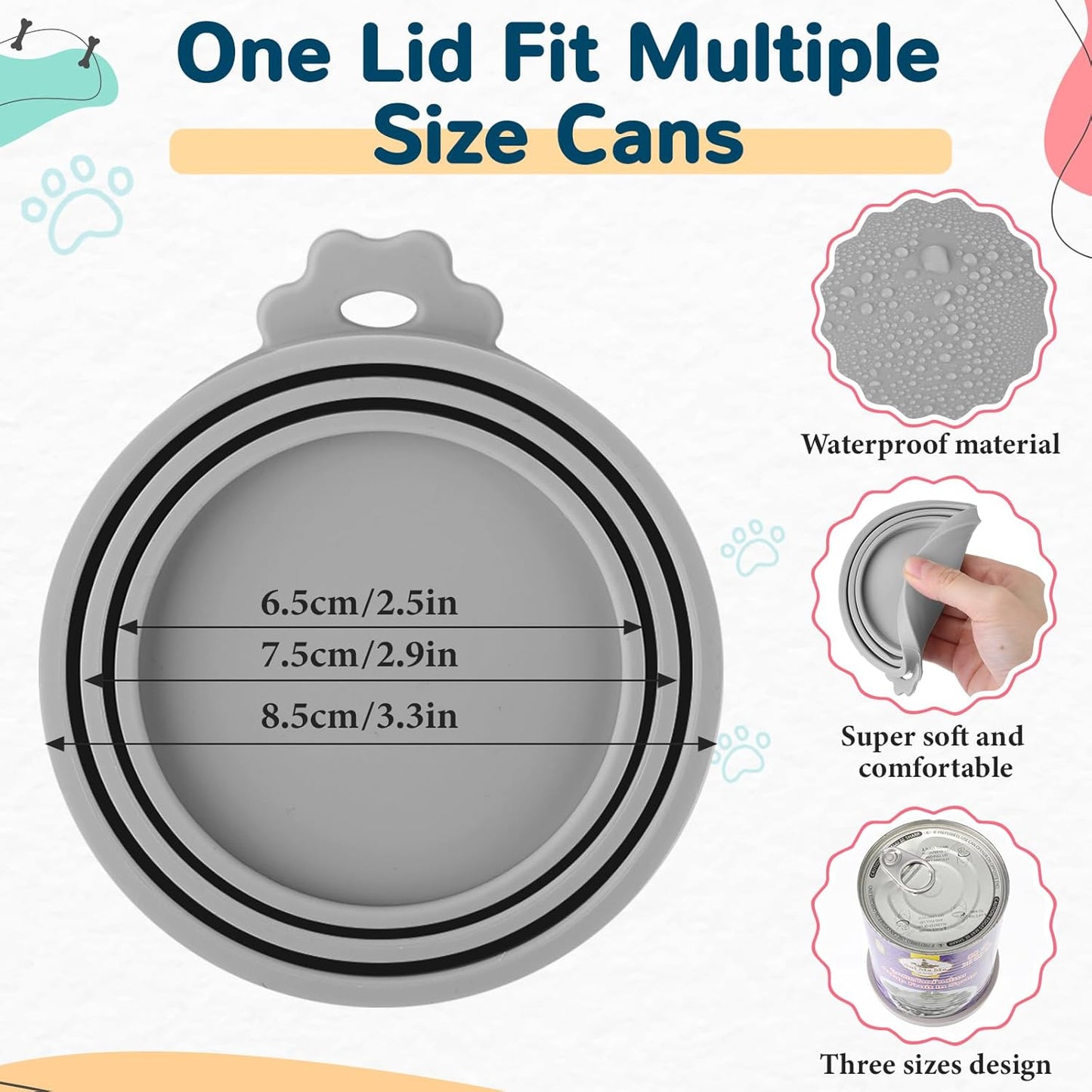 Uiifan 8 Pcs Cat Food Can Covers Lids Set, Silicone Pet Food Can Lids with Multi-Function Cat Foods Spoon and Opener, Silicone Wet Foods Spoon for Cats and Dogs(Pink)