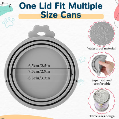 Uiifan 8 Pcs Cat Food Can Covers Lids Set, Silicone Pet Food Can Lids with Multi-Function Cat Foods Spoon and Opener, Silicone Wet Foods Spoon for Cats and Dogs(Pink)