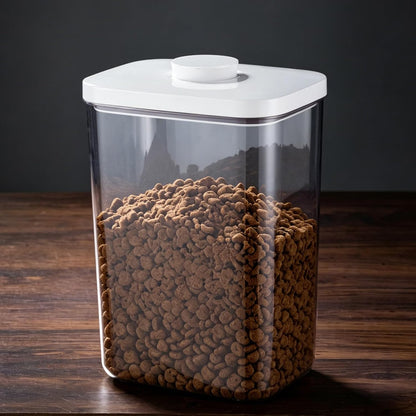 LivLab Mker Pet Food Storage Container 5 lbs Airtight Dog/Cat Food Container with Measuring Cup, BPA Free, Rice & Flour Storage Container for Dog Treats and Cat Food (3 lbs), White