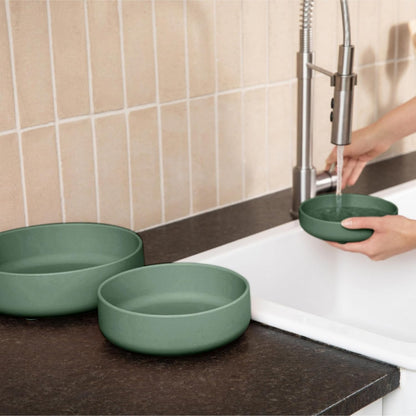 Should We Go? Dog Water Bowl - The Perfect Dish No-Spill, Less Mess Non-Tippable Water & Food Bowl, Pure Silicone with Suction Cup Fits 5 Cups 7.5" Across x 2.25" Tall, Ideal for All Pets, Medium-Sage
