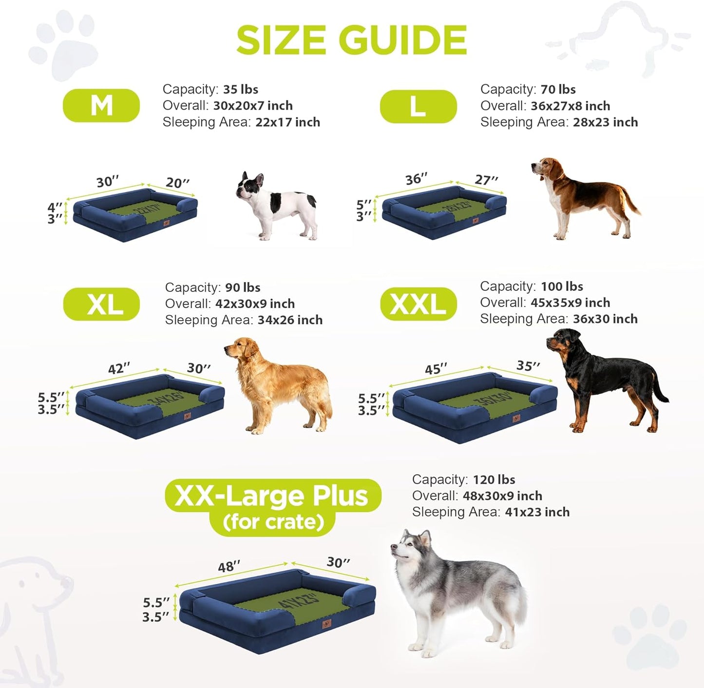 Extra Large Dog Bed, Orthopedic XL Washable Memory Foam Bed for Big Dogs Waterproof Pet Couch Sofa Bolster with Removable Cover, Non-Slip Bottom, Tennis Ball Toy, 42x30