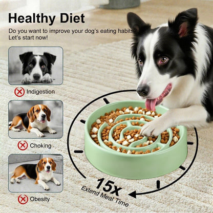 Ceramic Slow Feeder Dog Bowls with Anti-Slip, Slow Feeder & Non-Slip Design, Boredom and Anxiety Reducer, Suitable for All Breed Dogs and Cat (Ceramic-White)