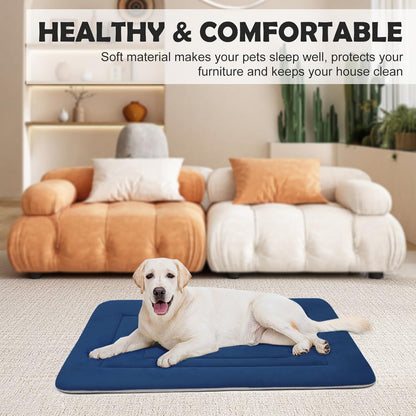 Dog Bed Soft Dog Crate Bed Pad Mat, 42 in Non Slip Bottom Washable Beds for Large Dogs, Pet Bed Mattress Kennel Pad, Dark Gray