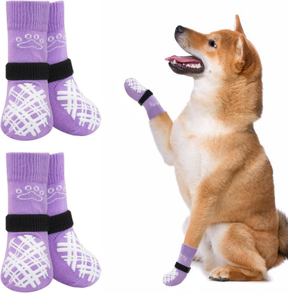 BEAUTYZOO Dog Socks to Prevent Licking Paws -Dog Shoes for Hot Pavement & Hardwood Floors Anti Slip, Traction Control Boots & Paw Protectors with Double Side Grips for Small Medium Large Senior Dogs