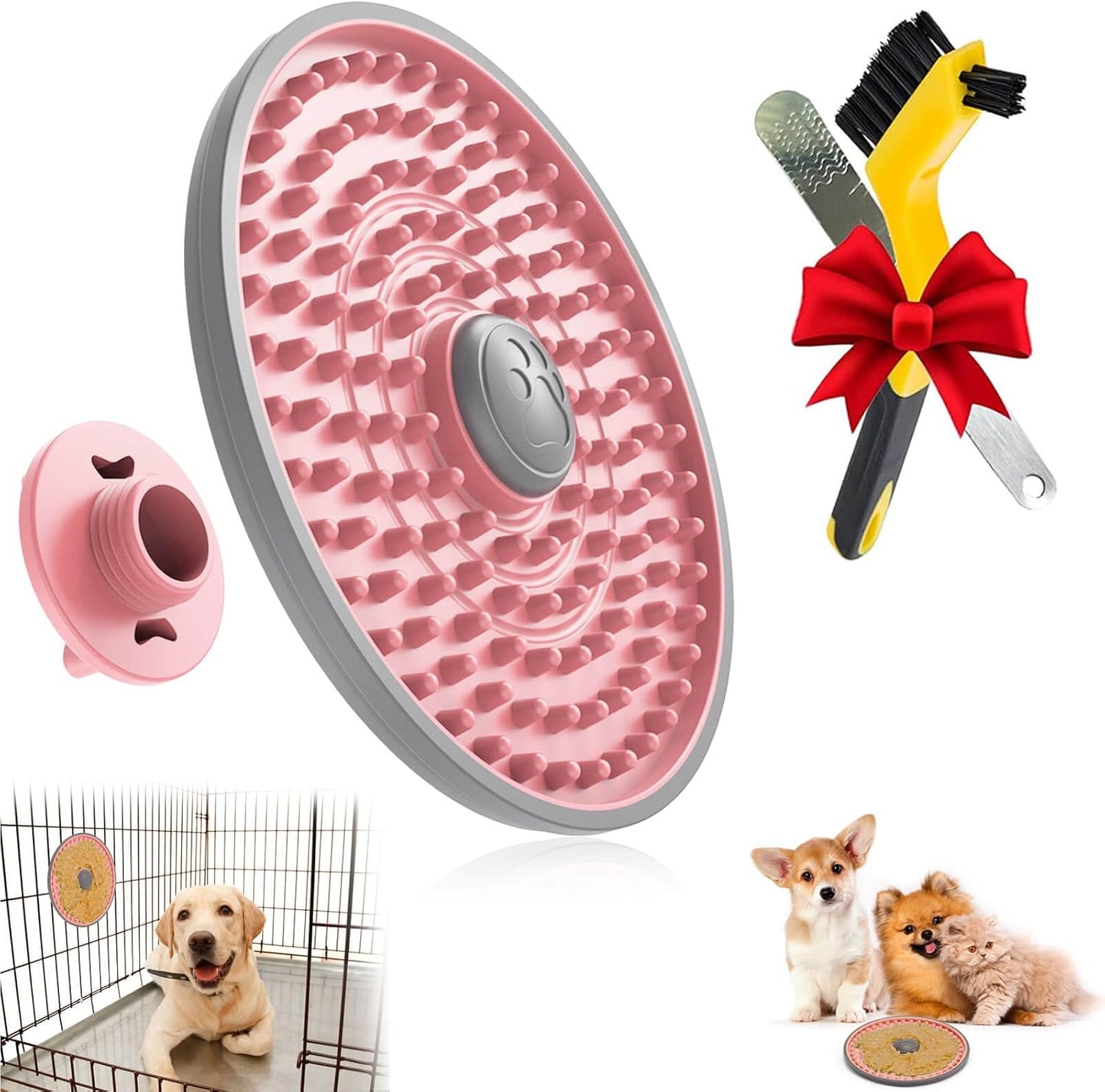 Lick Mat for Dogs, Dog Crate Lick Pads Slow Feeder, Lick Pad Crate Training Toy Crate Lick Plate,Very Suitable Peanut Butter, Treats Yogurt, Bolognese, for Boredom Relief Licking Pad