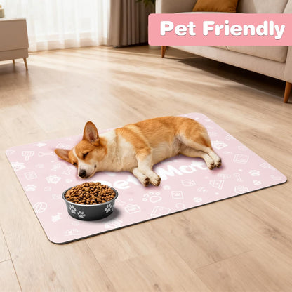 Pet Feeding Mat,Dog Cat Mat for Food and Water,Dog Bowl Waterproof Placemat with Rubber Backing,Absorbent Quick Dry Water Dispenser Mat for Pet（Dark Gray 12"×18"）