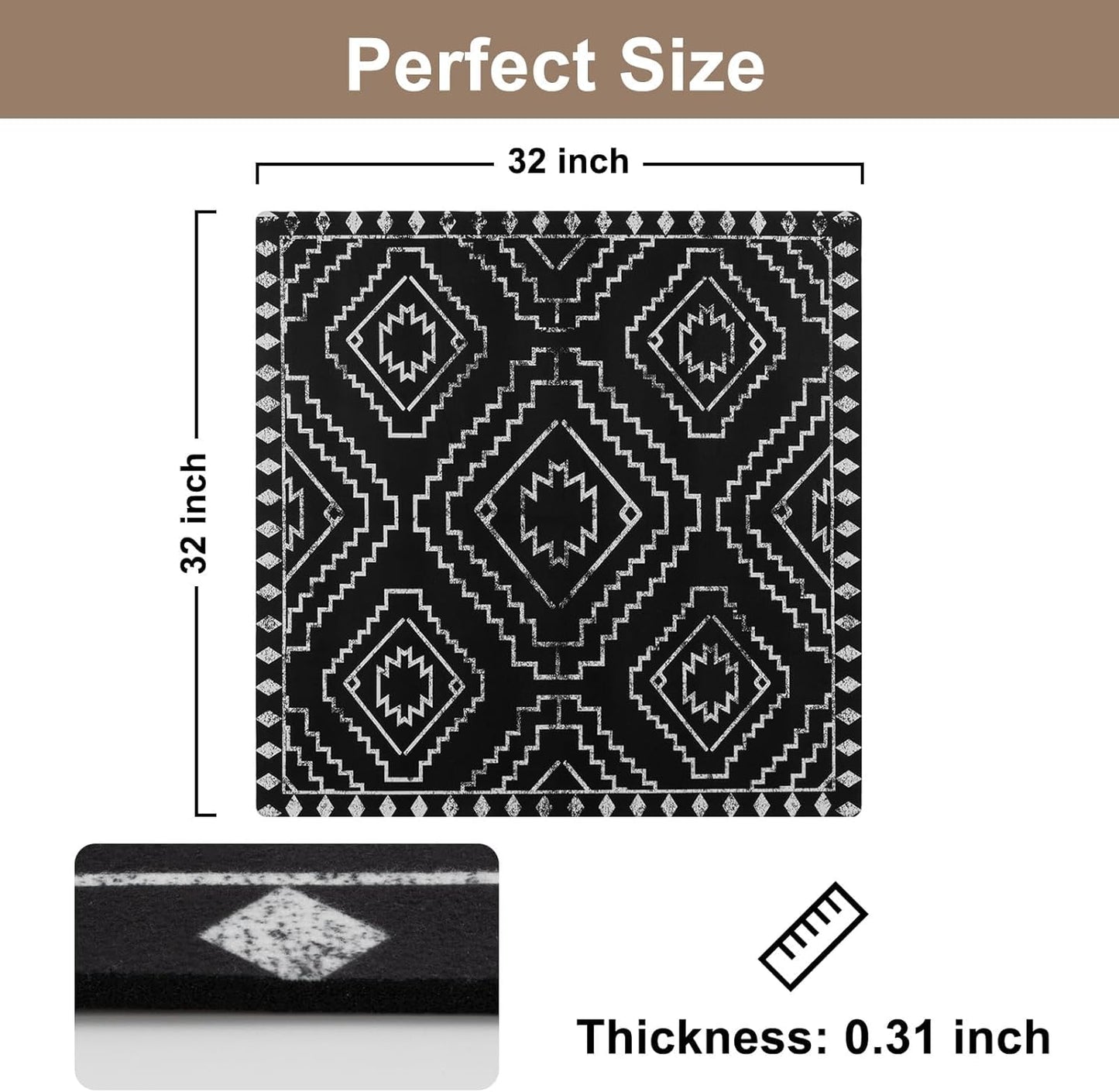 OJIA Boho Stair Treads Non-Slip Stair Runners for Wooden Steps Indoor 15PCS 30"x8" Washable Carpet Stair Treads Stair Mats Staircase Step Treads for Kids, Elders and Dogs, Stair Covers, Black