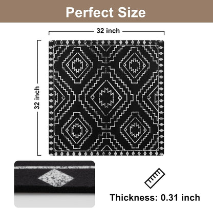 OJIA Boho Stair Treads Non-Slip Stair Runners for Wooden Steps Indoor 15PCS 30"x8" Washable Carpet Stair Treads Stair Mats Staircase Step Treads for Kids, Elders and Dogs, Stair Covers, Black