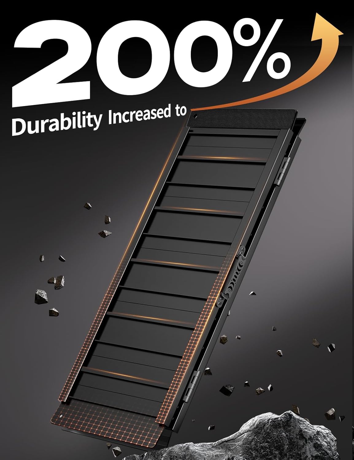 FACHNUO 2 Feet Portable Wheelchair Ramp, Non-Skid Aluminum Handicap Ramps with Handle, Folding Threshold Wheel Chair Ramp for Home Steps, Stairs, Entry, Doorways, Applicable Height 2-6 inches