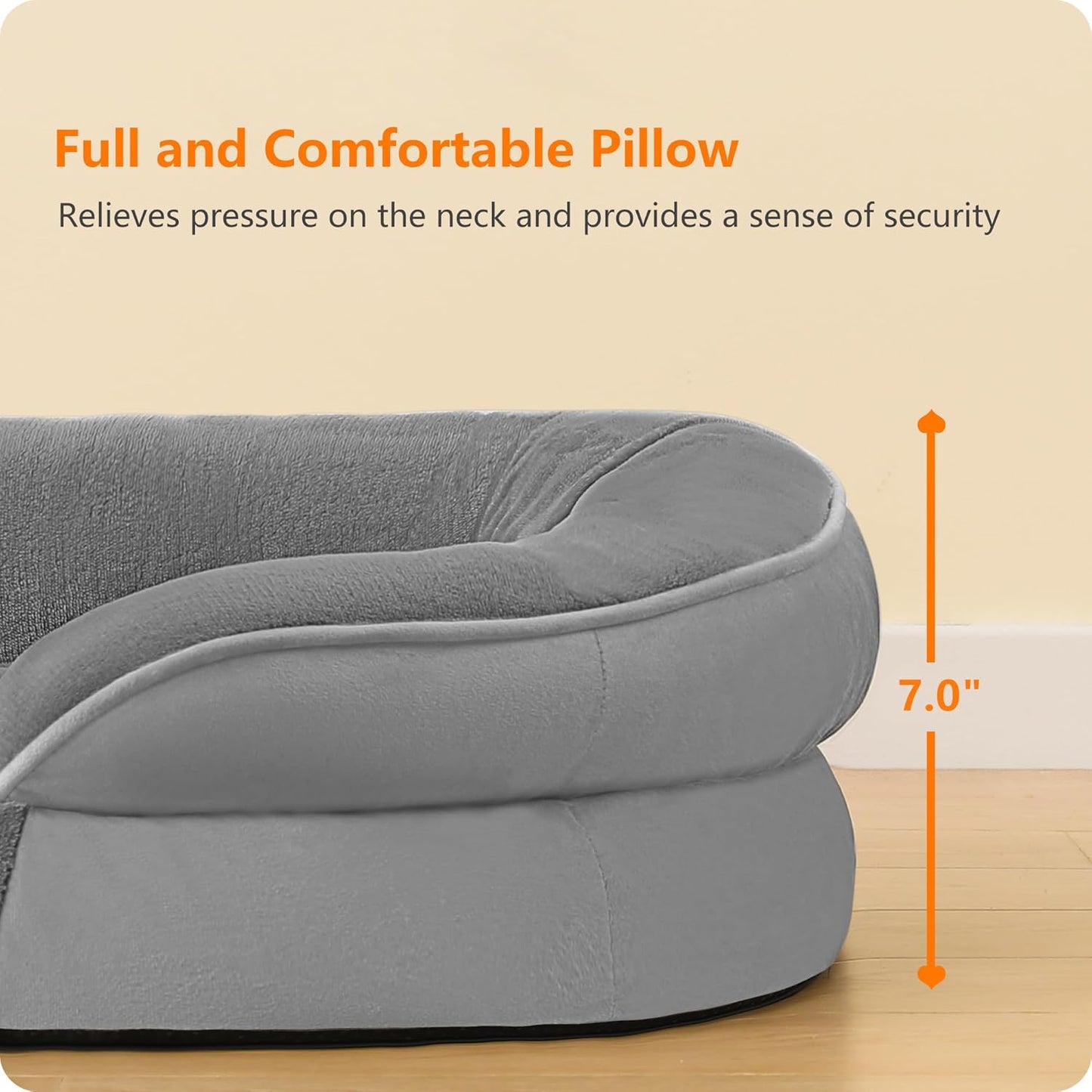 Dwanton Orthopedic Dog Bed for Medium Dogs with Gel Memory Foam, Waterproof Dog Sofa, Washable Pet Bed with Four Sided Bolster Cushion, Removable Cover & Non-Slip Bottom, 36", Dark Gray