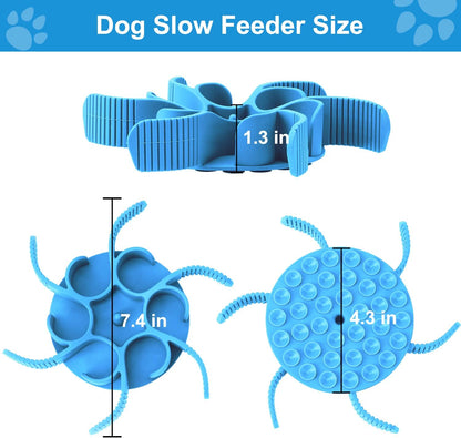 Anipaw Dog Slow Feeder Bowls Silicone Spiral Pet Food Feeder Insert to Slow Down Eating for Large Medium Small Breed Dogs Perfect with Stainless Steel Glass Ceramic Pet Bowls (Grey)