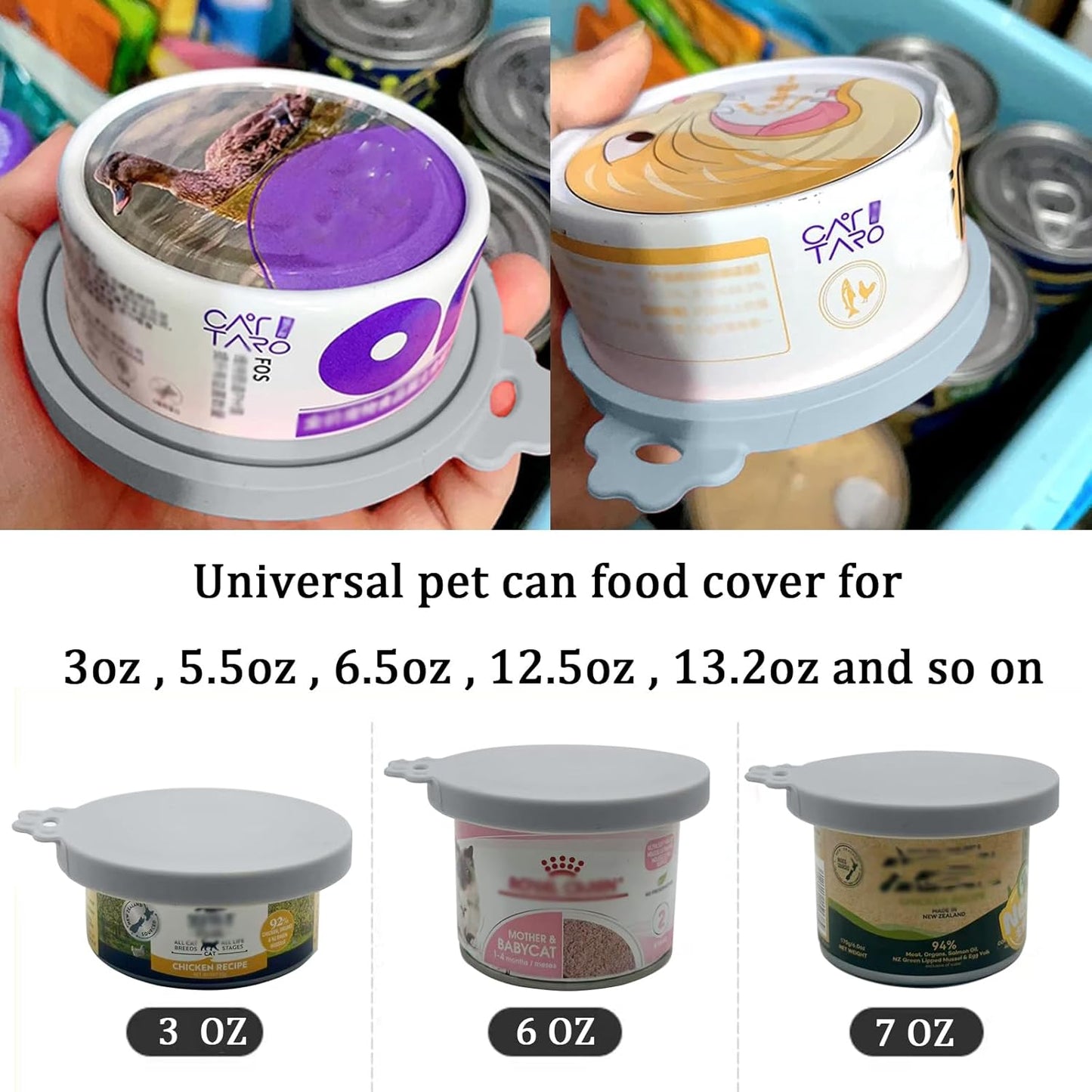 Pet Can Opener & 3 Pcs Cat Food Can Lids | Universal BPA Free Silicone Covers & Multi-Function Wet Food Spoon for Cat and Dog Food(Dark Blue)