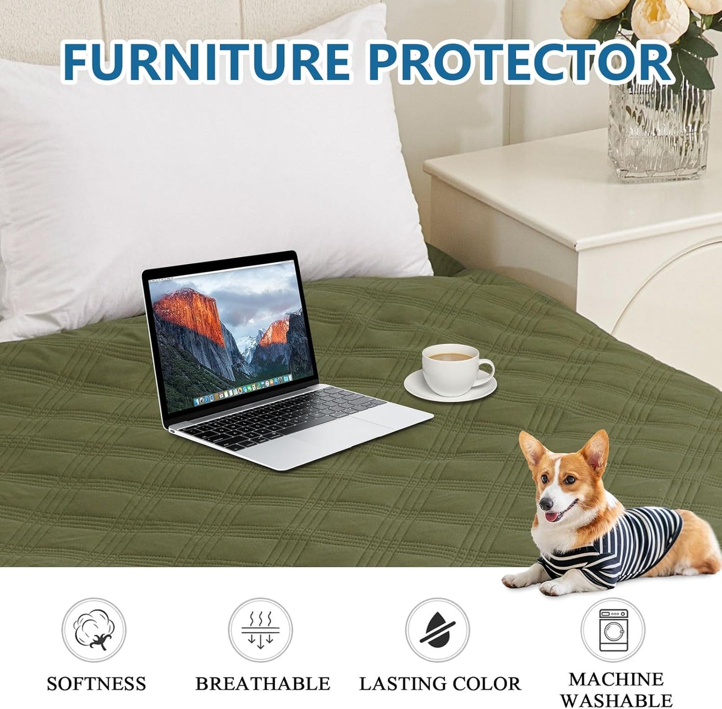 hyha Waterproof Dog Bed Blanket, Soft Pet Blankets, Waterproof Couch Cover for Dogs, Reversible Sofa Covers Washable for Furniture (30x70 Inch, Taupe/Beige)