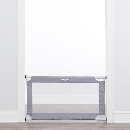 Regalo Safety 27.5-50” Extra Wide Mesh Baby Gate for Doorways & Hallways, Expandable Pressure Mounted Baby Gate for Toddlers & Pets, Includes Rubber Bumpers, Gray
