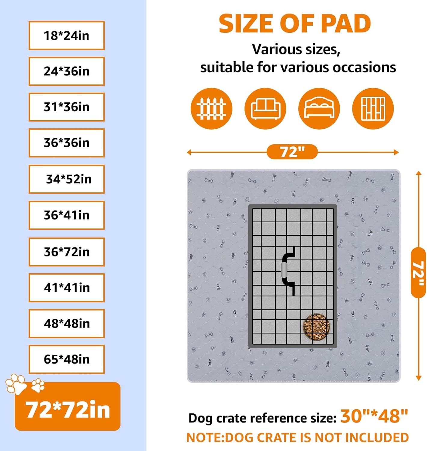 Washable Pee Pads for Dogs, 2Pack Reusable Puppy Pads, Absorbent Whelping Pads with Bone Print, Non-Slip Waterproof Pet Training Pads for Couch, Crate, Potty Training 18x24