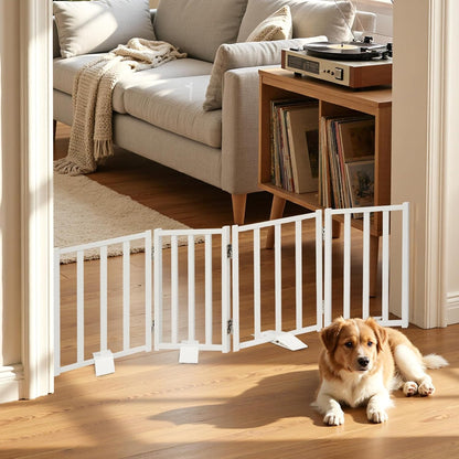 Snagle Paw Short Dog Gate,16.5" Tall Freestanding Metal Dog Gate Only for Small Dogs with Support Feet Easily Step Over,Up to 48" Wide Puppy Gate Indoor for Stairs,Doorways(Black,4 Panel)