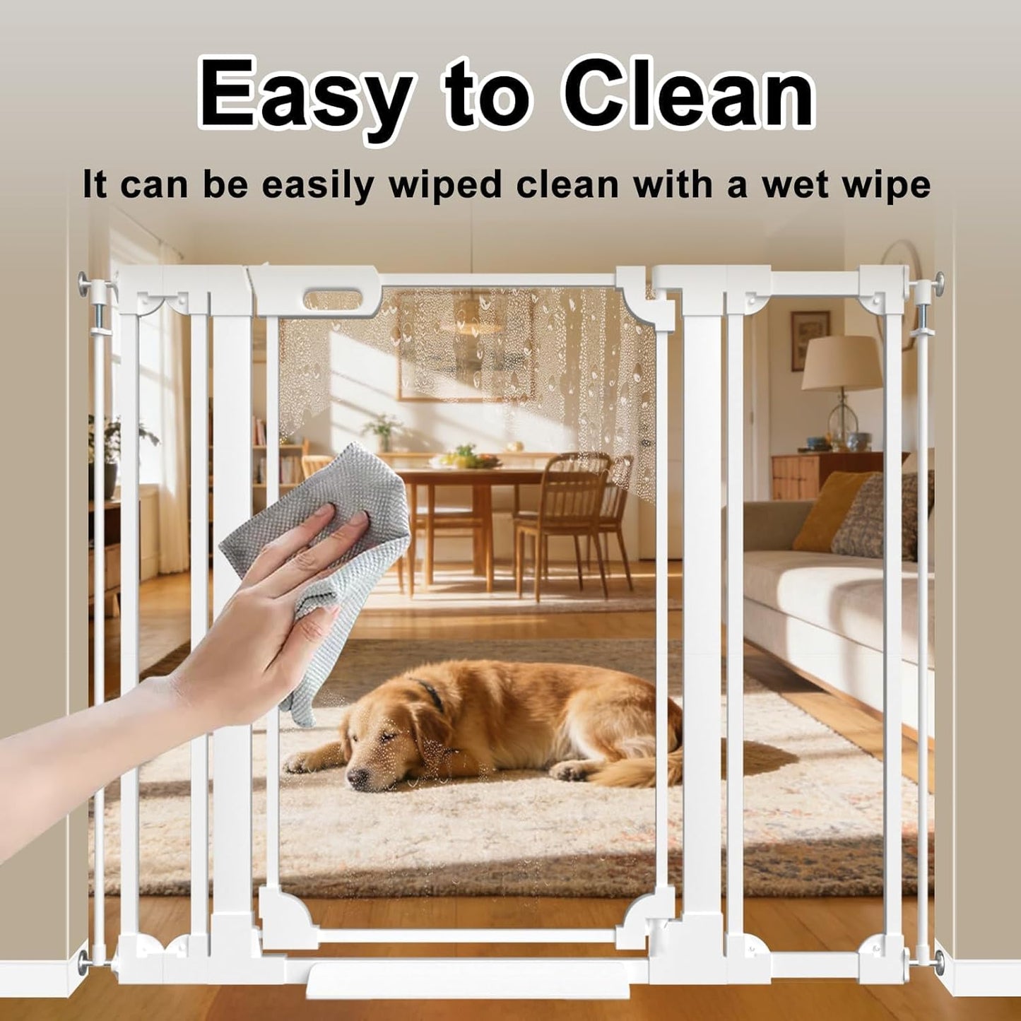 WAOWAO Clear Baby Gate for Stairs Modern Design Acrylic Auto Close Pet Gate, 29.52-37.79" Wide Safety Baby Gate for Doorways,White Clear Dog Gates Indoor, Hallways,Kitchen