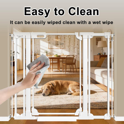 WAOWAO Clear Baby Gate for Stairs Modern Design Acrylic Auto Close Pet Gate, 29.52-37.79" Wide Safety Baby Gate for Doorways,White Clear Dog Gates Indoor, Hallways,Kitchen