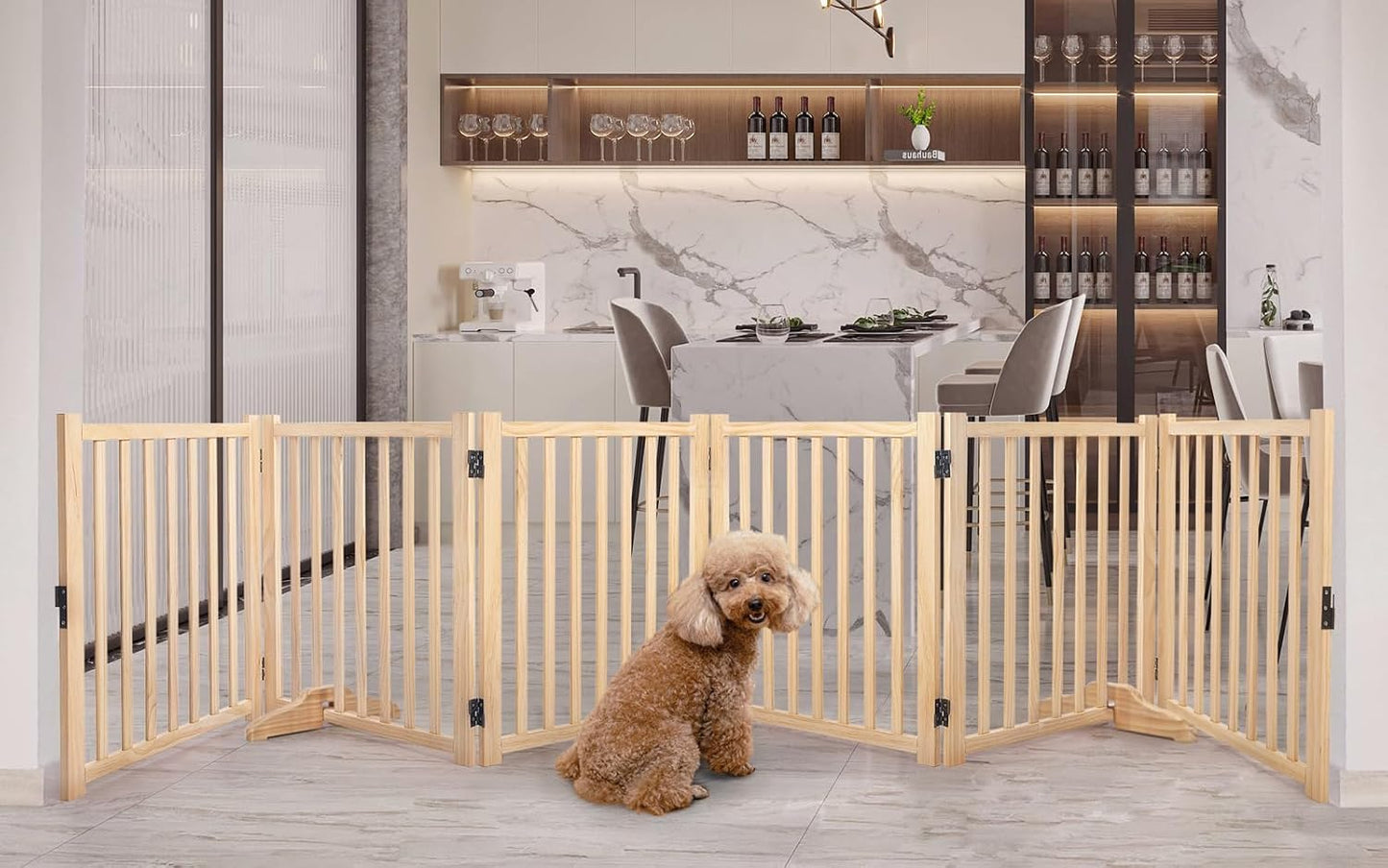 YOCAN Non-Painted Wood FreeStanding Pet Gate for Dogs,Wooden Dog Gates for Doorways, Stairs,The House, Dog Fences Indoor Puppy Gate-2 Panel H:23”