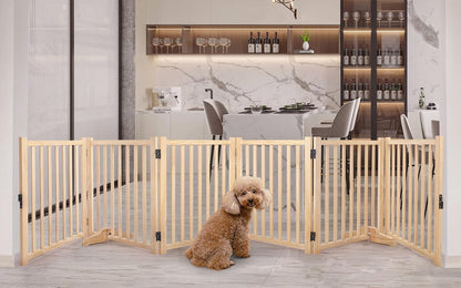 YOCAN Non-Painted Wood FreeStanding Pet Gate for Dogs,Wooden Dog Gates for Doorways, Stairs,The House, Dog Fences Indoor Puppy Gate-2 Panel H:23”