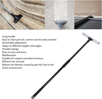 Hair Removal Broom, Handle Carpet Rake, Portable Multifunctional Reusable Tool for Dog Cat Hair Removal, with 4 Accessories, Aluminum Alloy and Iron