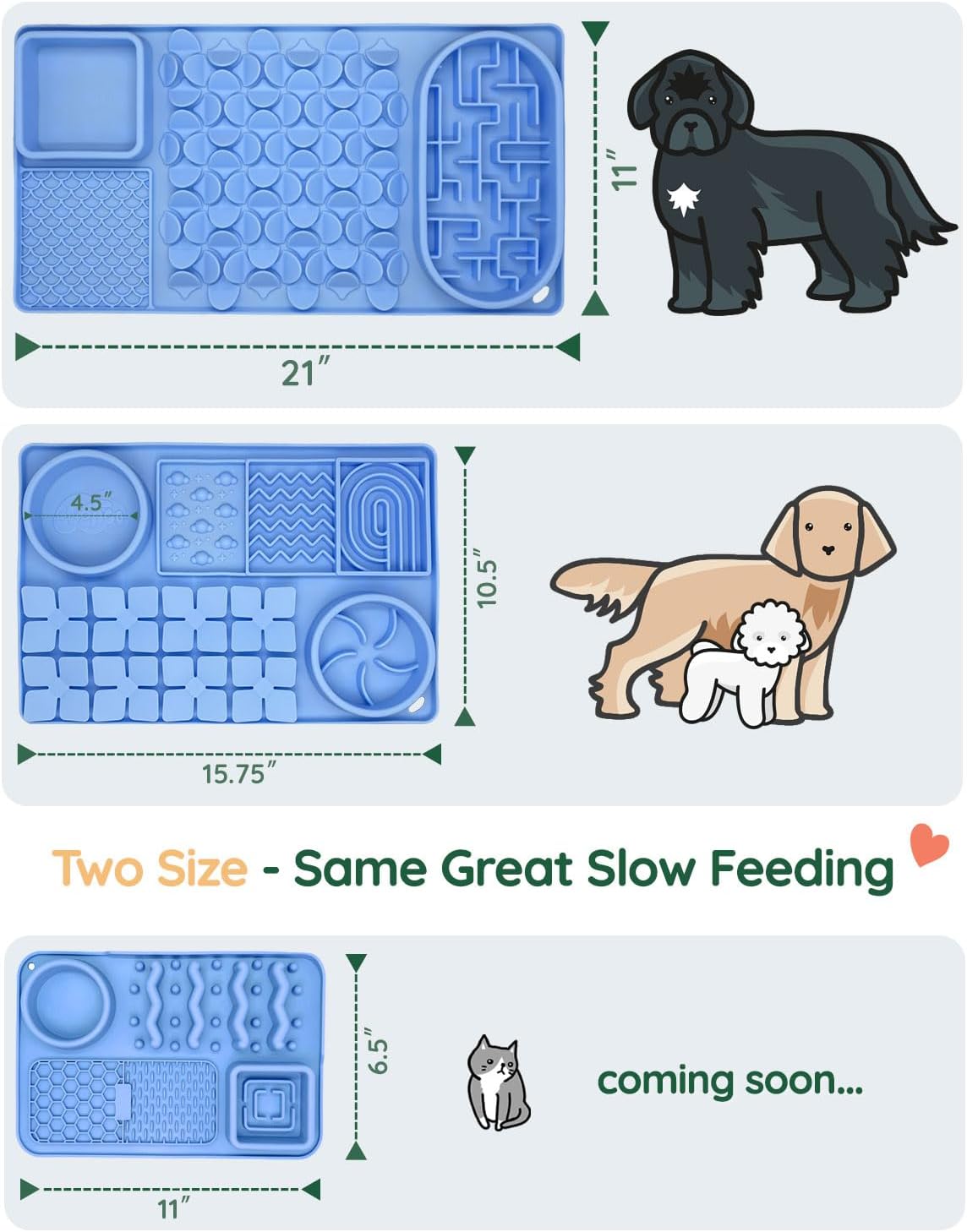 Slow Feeder Bowl, Silicone Lick Mat with Suction Cups for Dog Cat, Snuffle Mat for Pet Smell Training, Puzzle Toys for Bored Puppy, Interactive Sniff Mat for Slow Eating and Keep Busy, Green