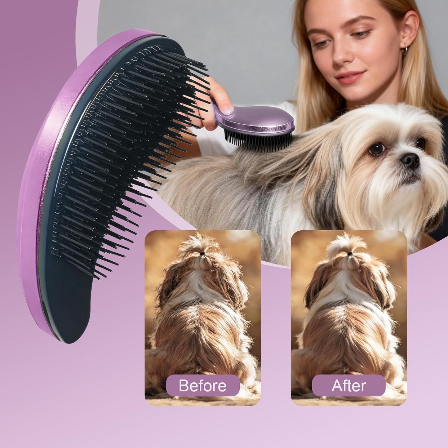 Small Dog Brush- Grooming Tool for Teddy, Yorkies, Maltese, Shih Tzu, Chihuahua - Puppy Hair Brush (Blue)