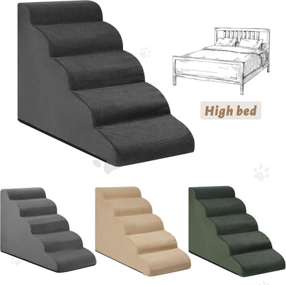 Aodisman 3-Step Dog Ramp and Stairs for Sofa and Chair - Non-Slip Sturdy Pet Steps for Small Dogs and Cats,15.7" H,Grey
